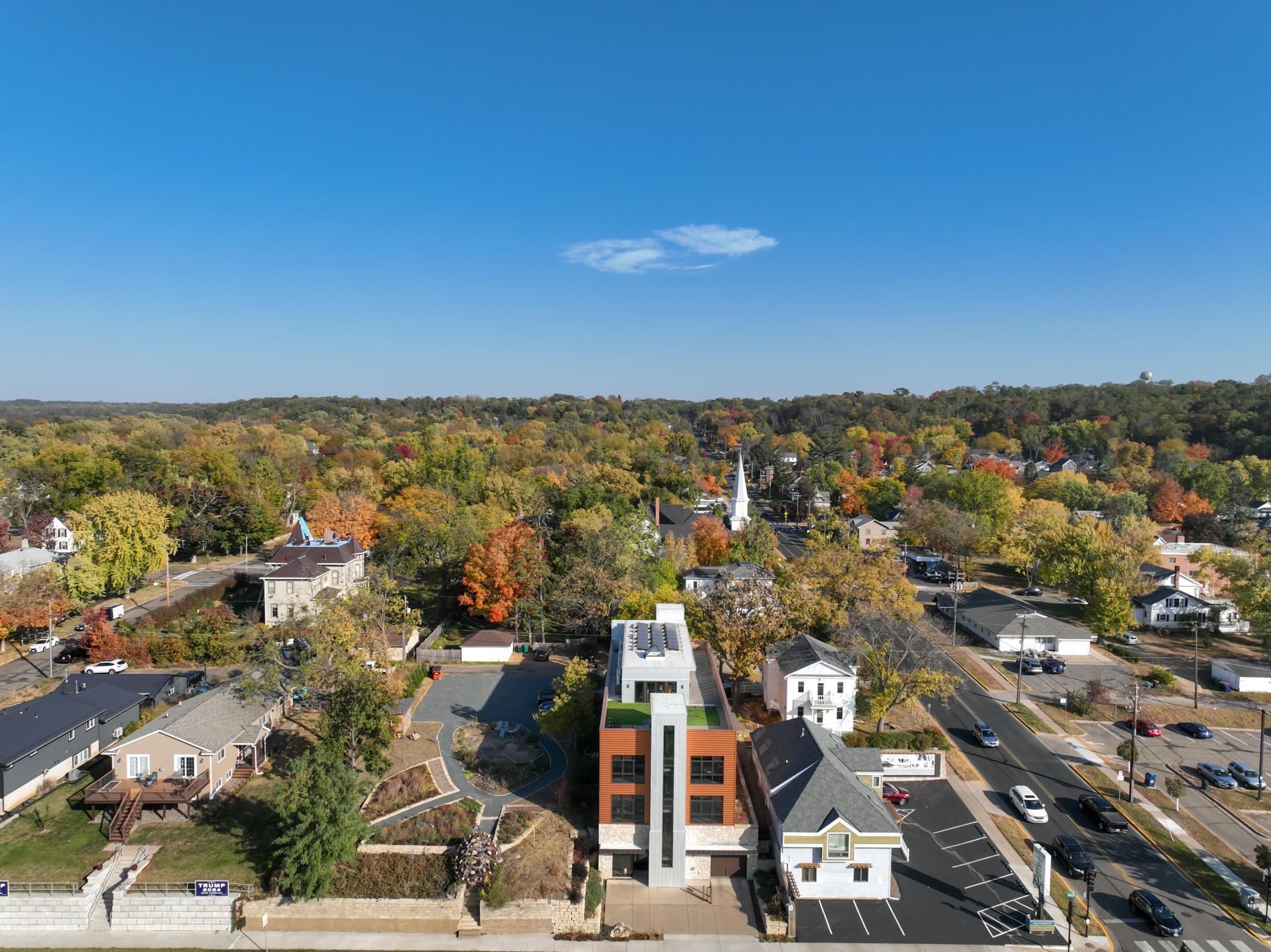 On the edge of the downtown business district.