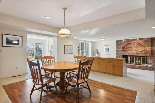 A built in buffet with plenty of cabinetry is a great place to store games and puzzles