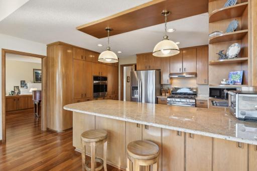 Extensive cabinetry and storage plus a swing out corner pantry
