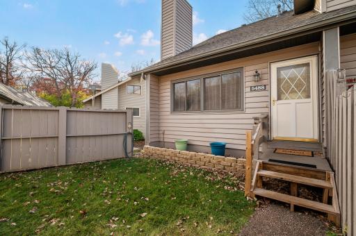 The private backyard is a serene oasis.