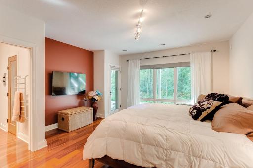 This is 1 of 3 bedrooms in the lower level and walks out to the patio and has an attached 3/4 bathroom.