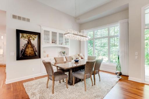 Custom millwork throughout the home including this stunning hutch/buffet built-in.