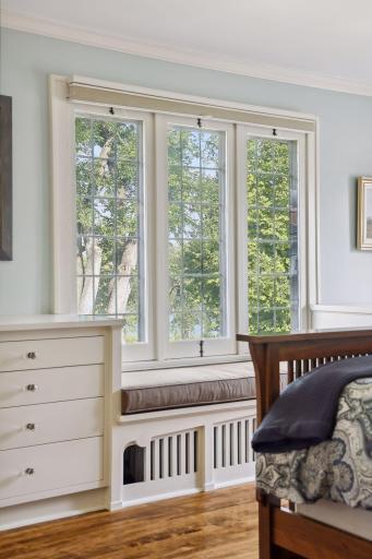 Serene lake views. Built-in dressers and window seat.