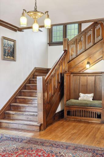 Original built-in bench in the center hall.
