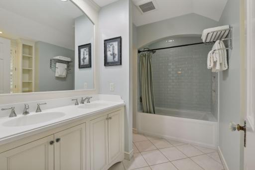 Second floor hall bath with double vanity