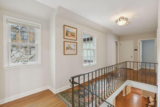 South facing windows in second floor hall