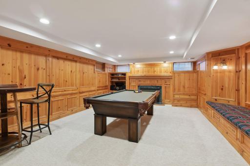 Lower level family/game room with gas fireplace