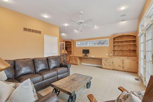 Second floor family room with desk/study area.