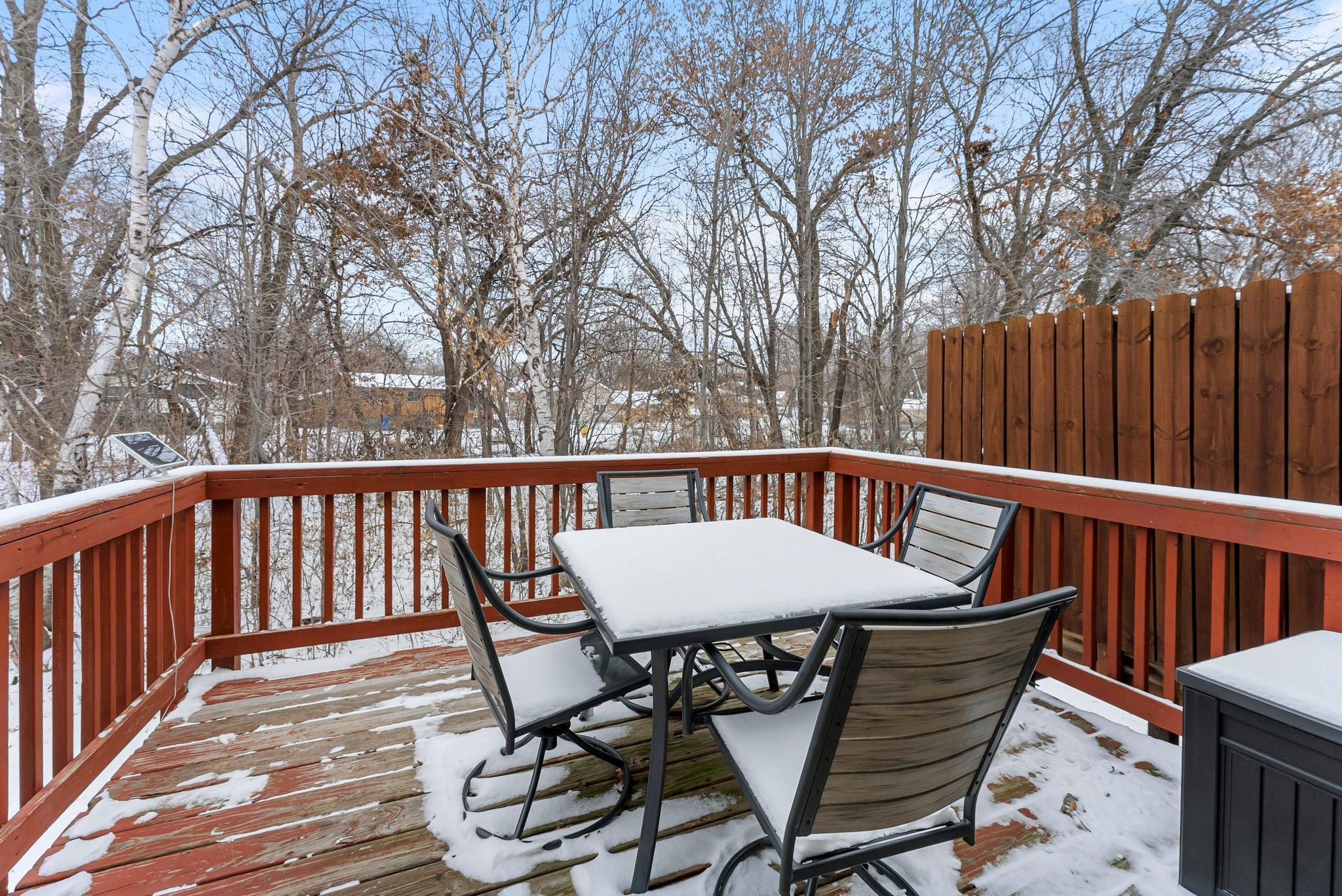 Large, private deck overlooking quiet wooded area