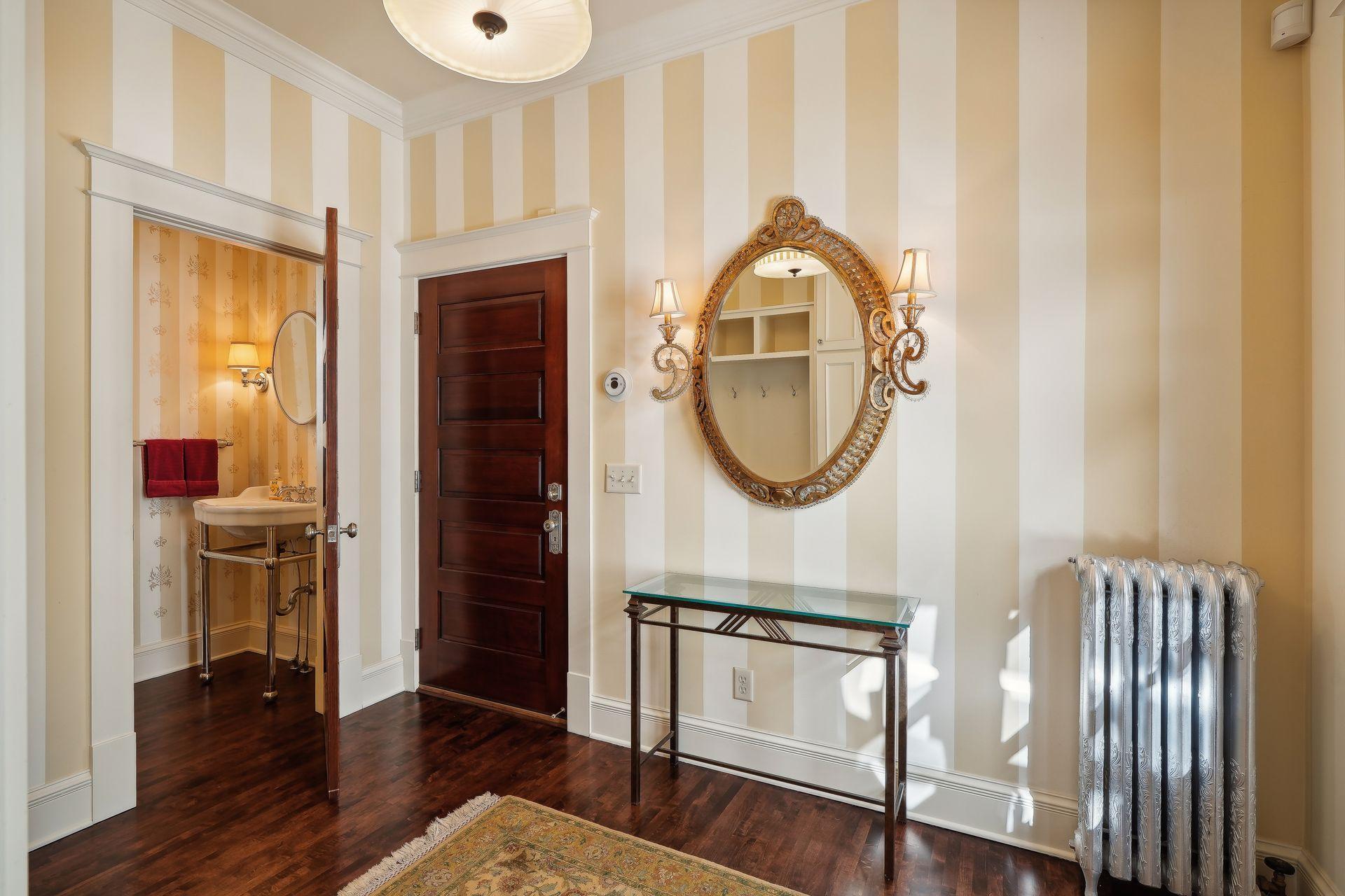 Back hallway with 1/2 bath
