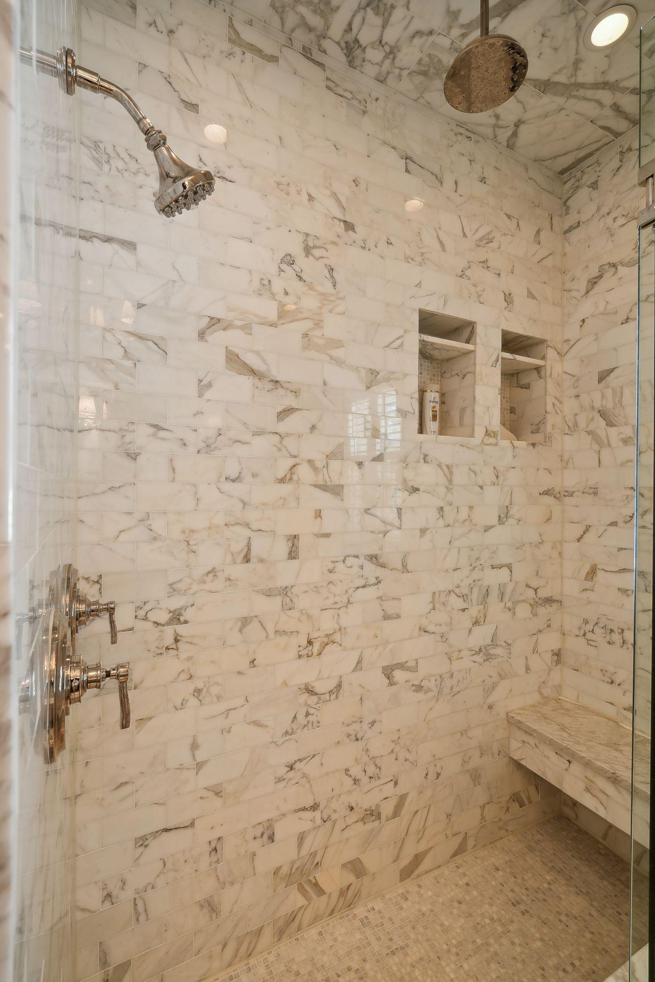 Walk-in shower in full bath upstairs