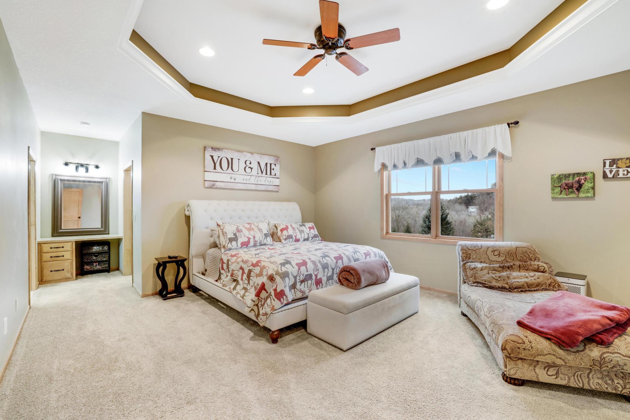 spacious main-level primary bedroom