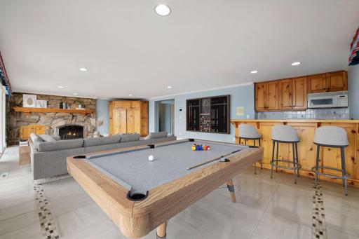 The wet bar comes in handy when entertaining