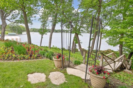 Stairs leading to the lower yard, dock, and 168' of lakeshore on Lafayette Bay