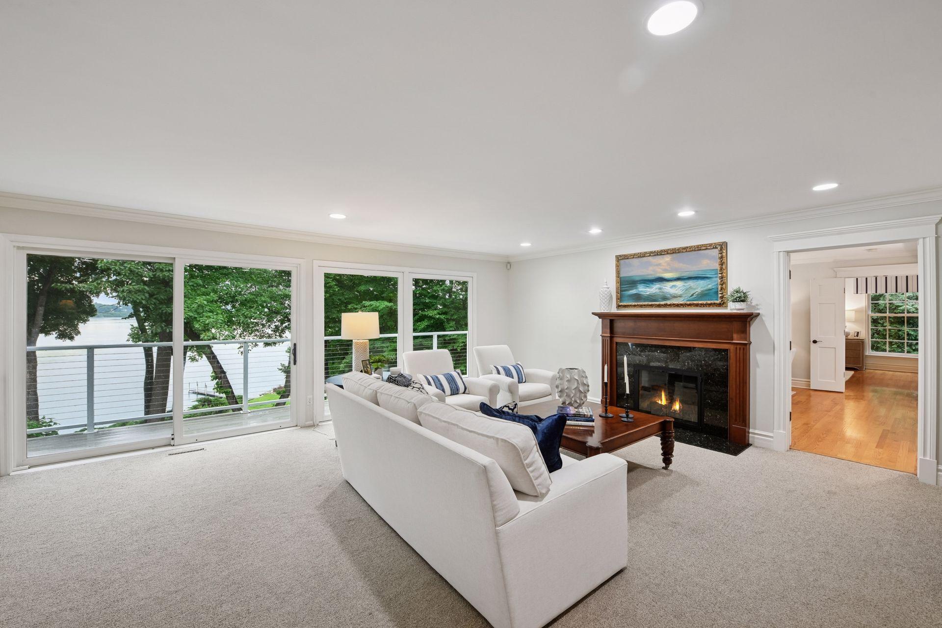 Spacious formal living room with views of Lafayette Bay