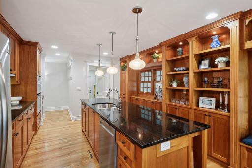 Kitchen with center island for meal prep and quick bites