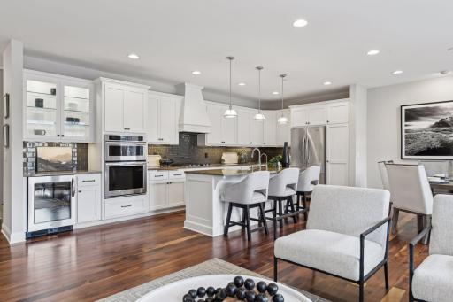 Open space and beverage center are ideal for entertaining