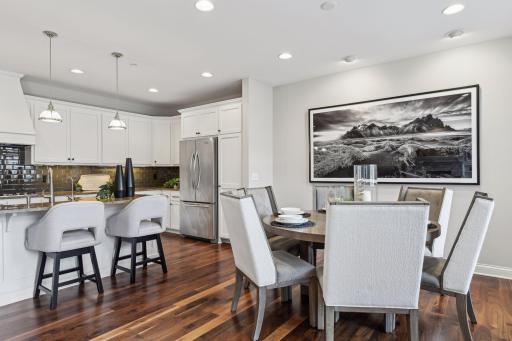 Wonderful space for dining table as well as additional entertaining/storage pieces