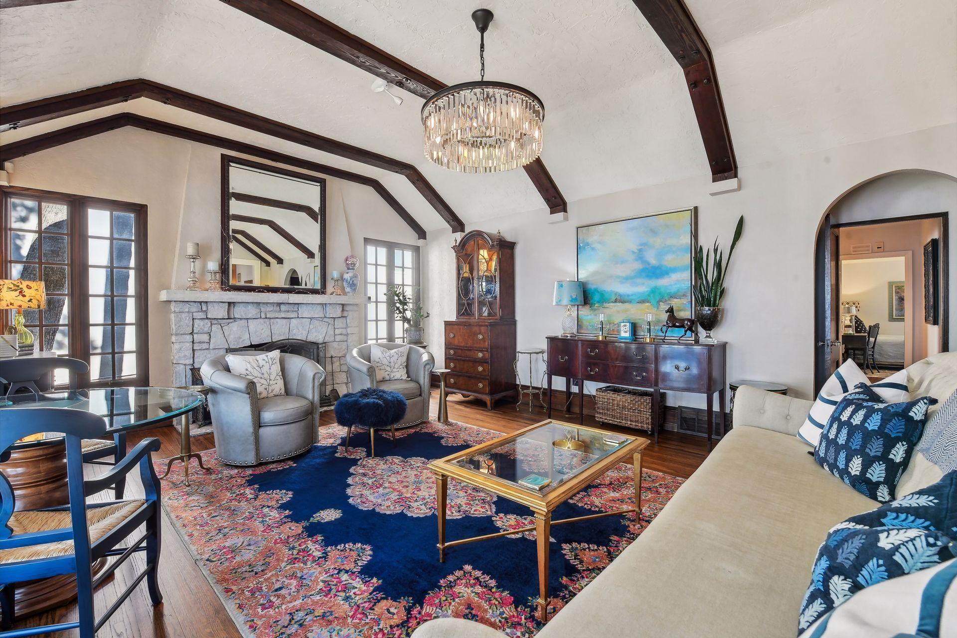 Woodburning Fireplace adorns this grand room