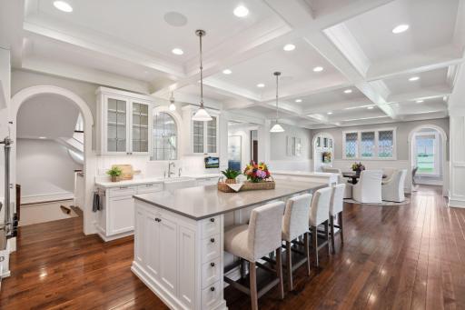 The kitchen island also features a cabinet that houses a heavy duty mixer lift with shelf that allows you to easily access and store your KitchenAid mixer.