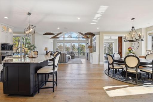 Appreciate the open main floor layout with kitchen, living and dining.