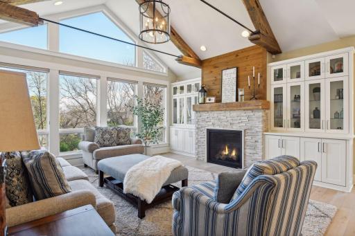 Gas burning fireplace and incredible natural light.