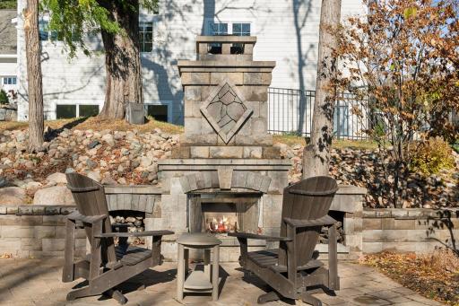 Cozy up by the wood-burning stone fireplace