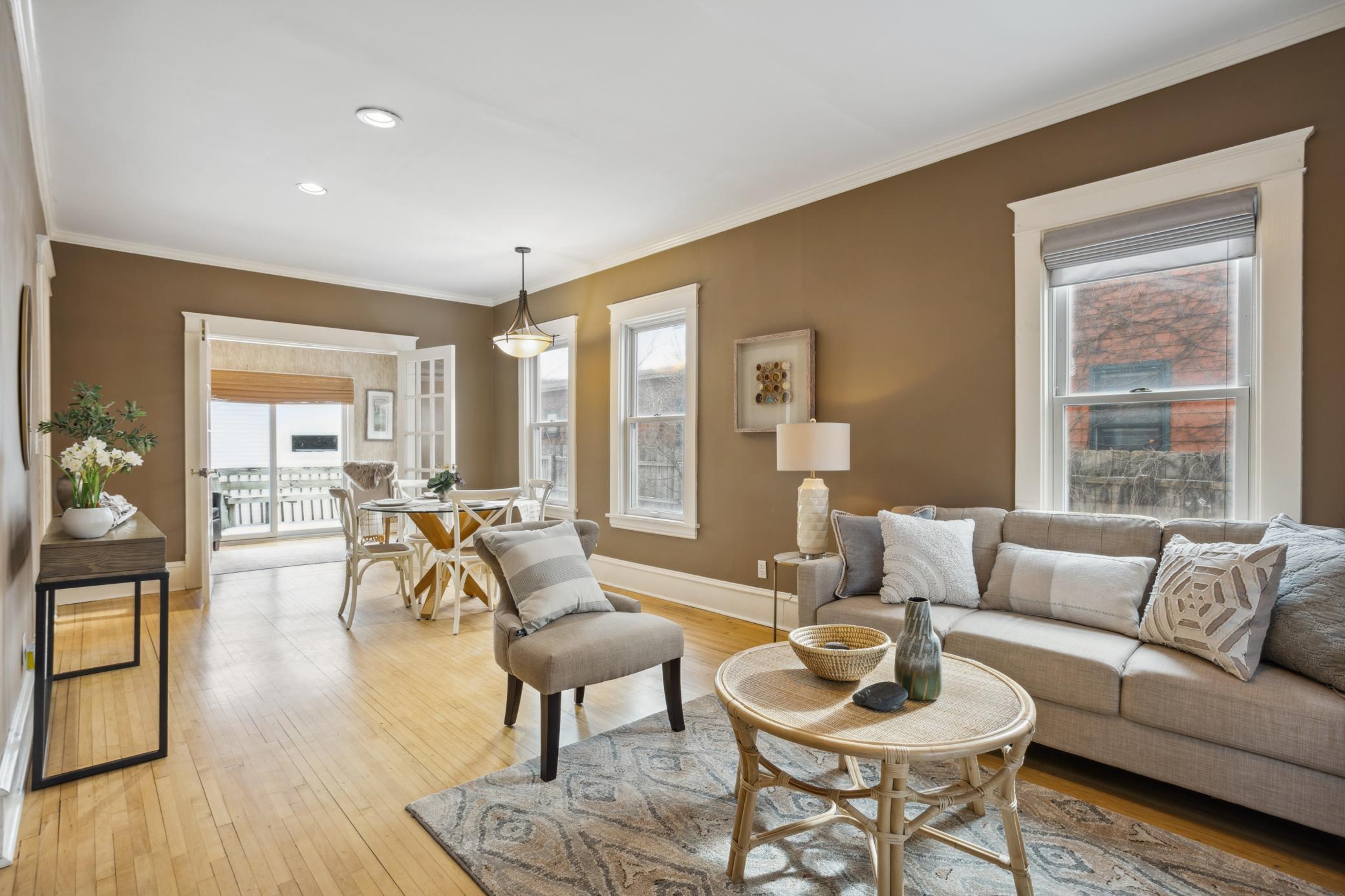 Living room, Dining room and Sun room and