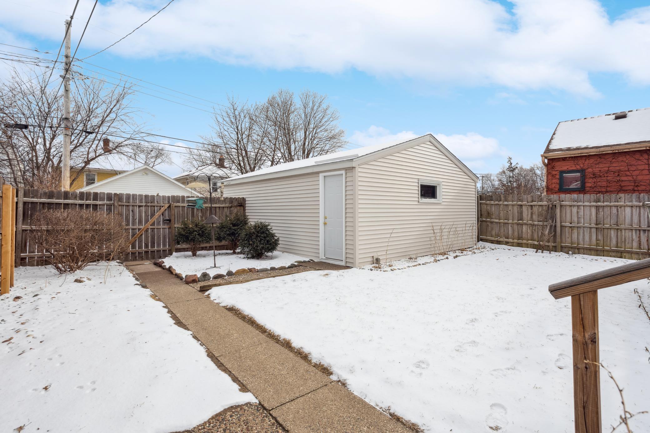 Back yard and garage