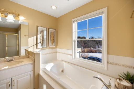 Thoughtfully designed, this bathroom provides plenty of space to move effortlessly, while its calming atmosphere sets the tone for a peaceful start to your day.
