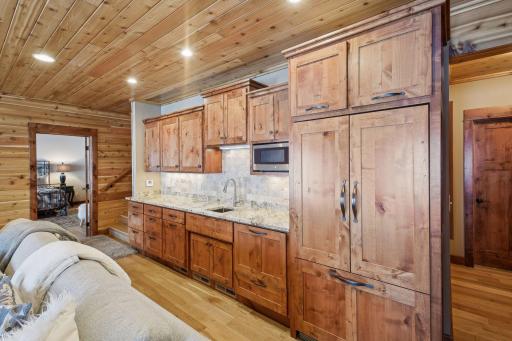 Family Room Wet Bar with Built-in Refrigerator & Dishwasher