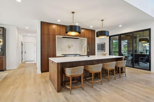 Twelve-foot kitchen island perfect for casual dining or entertaining
