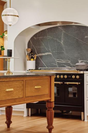 A luxury commercial grade chef's kitchen features appliance selections are spectacular