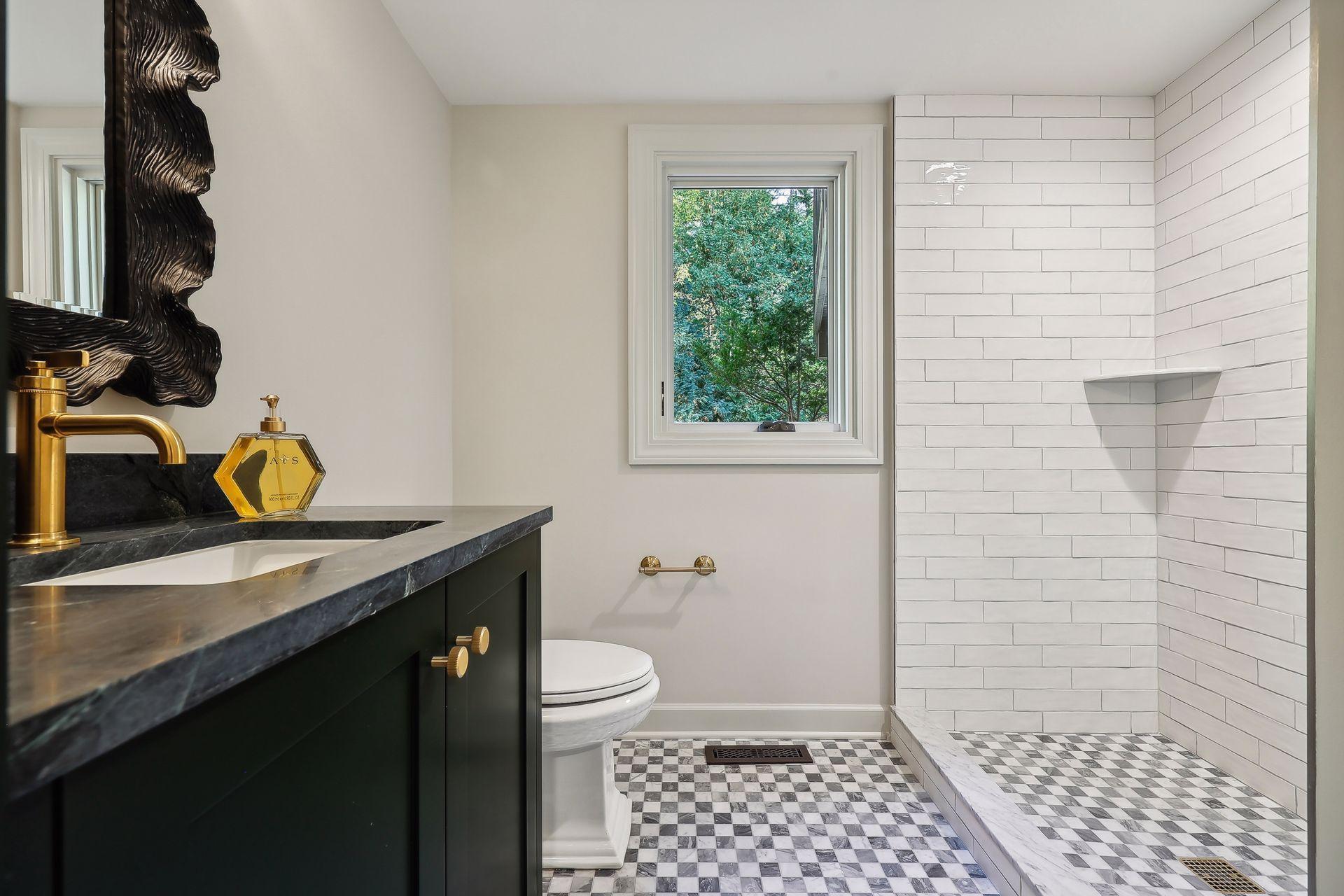 Guest bath is perfect with a walk in shower.
