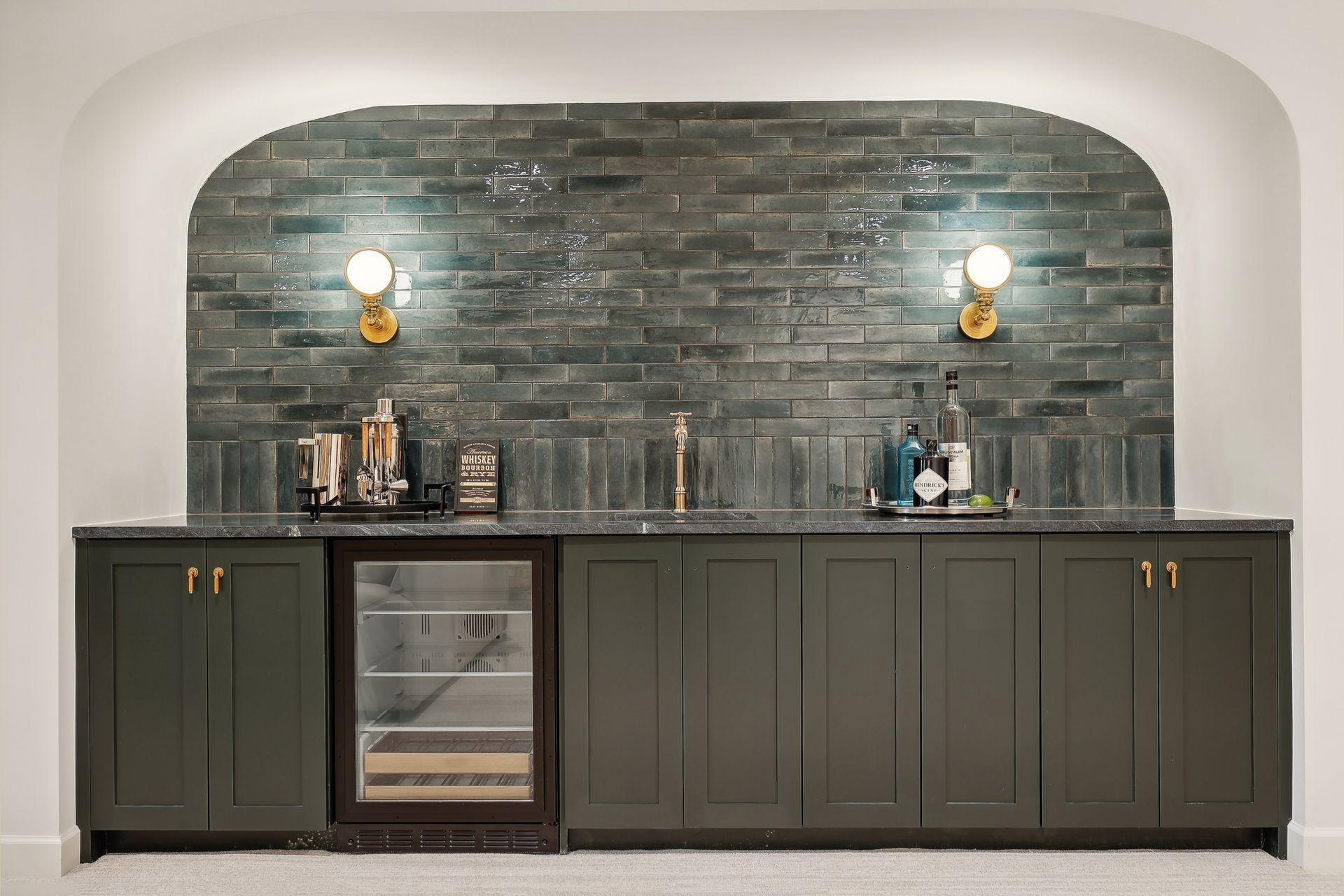 This custom billards room bar will impress. The finishes are incredible!