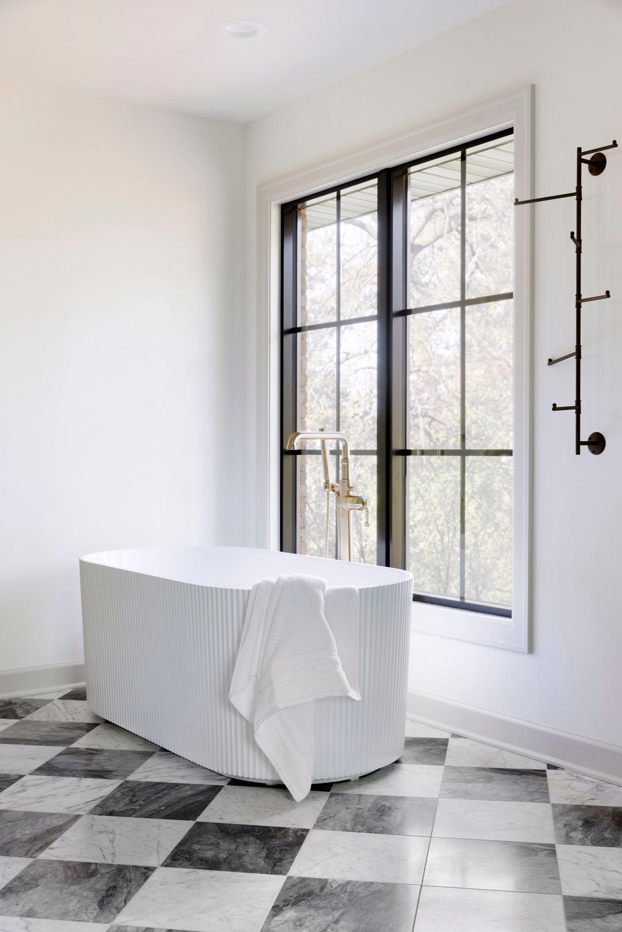 A stunning soaking tub with a view is a showstopper