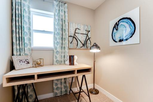 Endless possibilities for this bonus room upstairs- office, reading nook, craft room, storage, kid's playroom... *Photos of model home, finishes and options will vary.