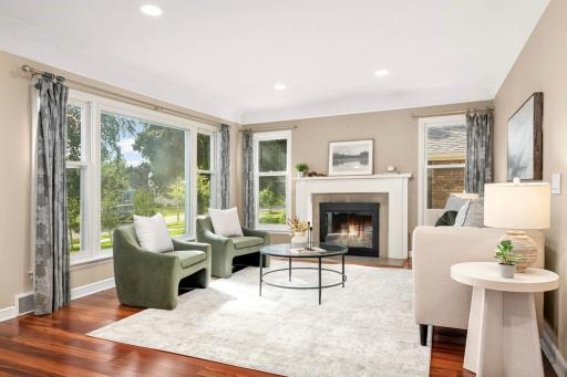 Huge living room, wood burning FP, and loads of sunshine all year!