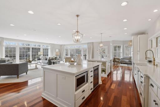 The Kitchen is equipped with stainless steel appliances from Frigidaire and Dacor.