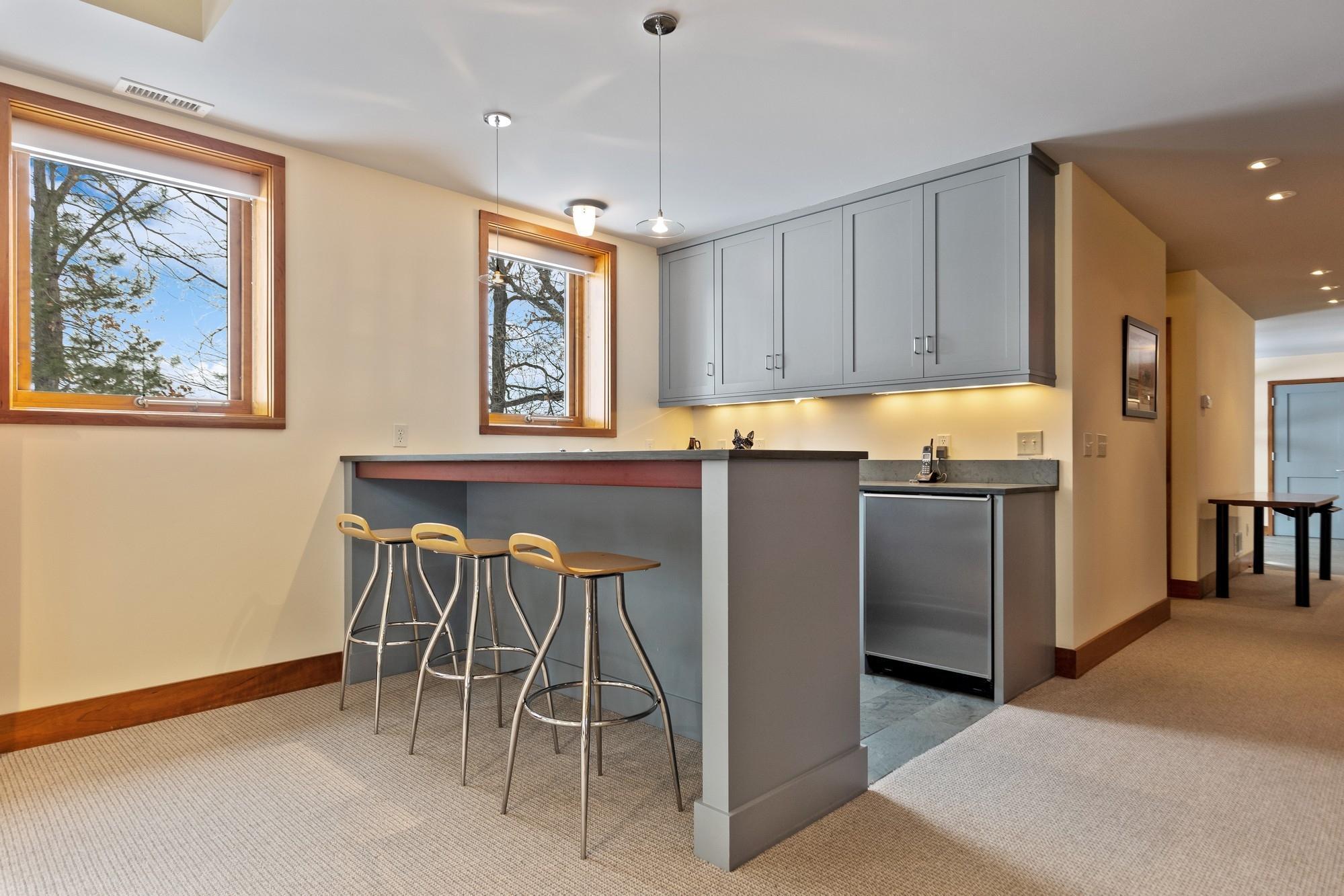 Lower Level Kitchenette Features Slate Floor and Countertops
