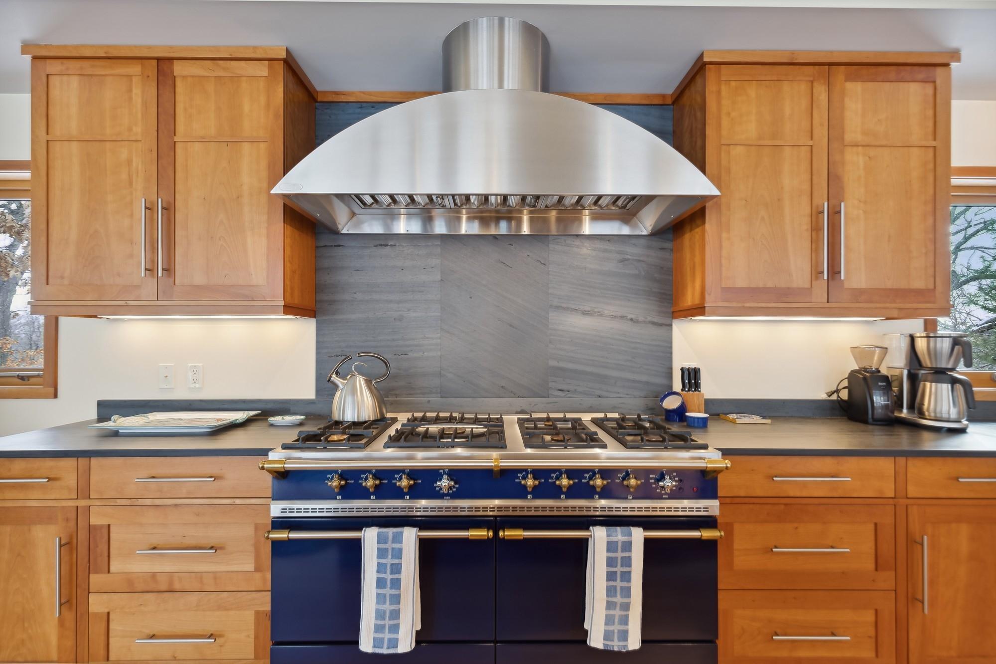 Lacanche Range Made in France and Slate Backsplash and Counters