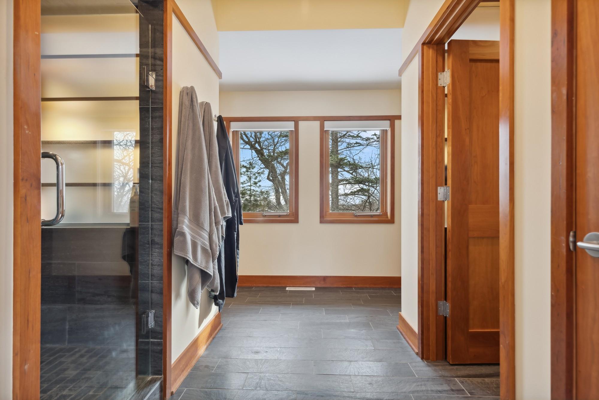 Stunning Owner's Private Bath Finished with Slate Shower, Flooring and Counters