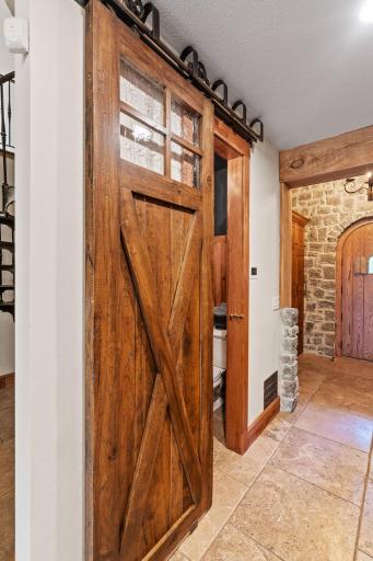 1/2 bathroom has reclaimed 8' stable door
