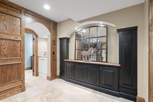 Built-in display cabinet with accent lighting