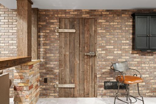 Antique meat locker doors serves as entry to the Mechanical Rooms