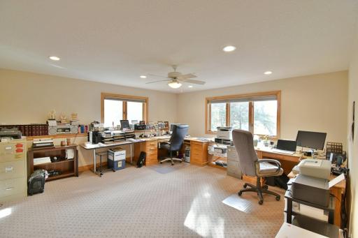 Spacious in home office (32x17) could be easily converted in to basement guest bedroom or flex room.
