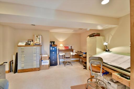 Spacious in home office (32x17) could be easily converted in to basement guest bedroom or flex room.