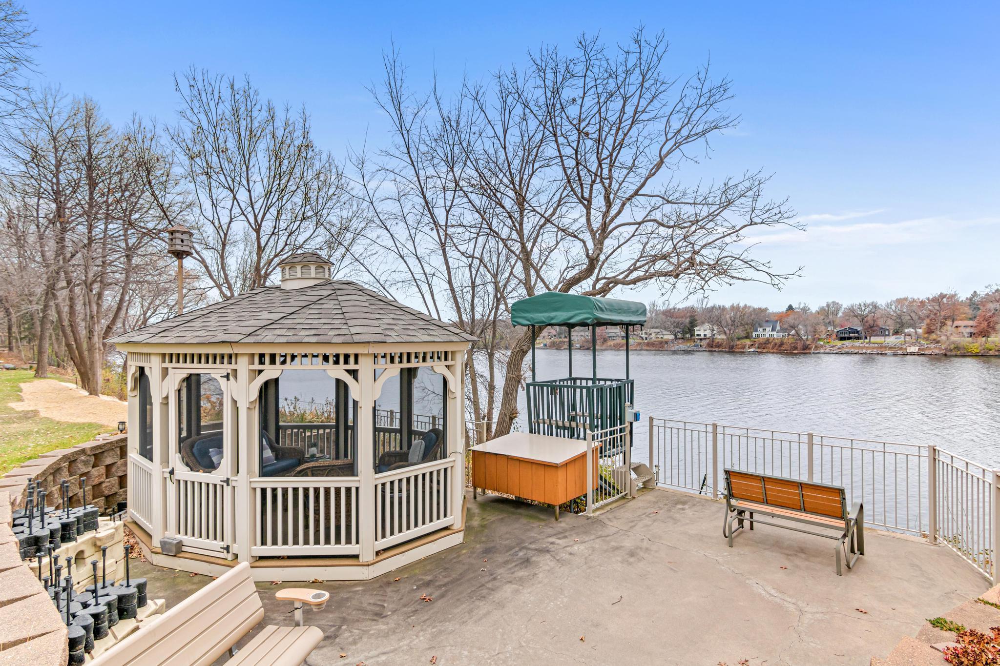 gazebo and lift down to river