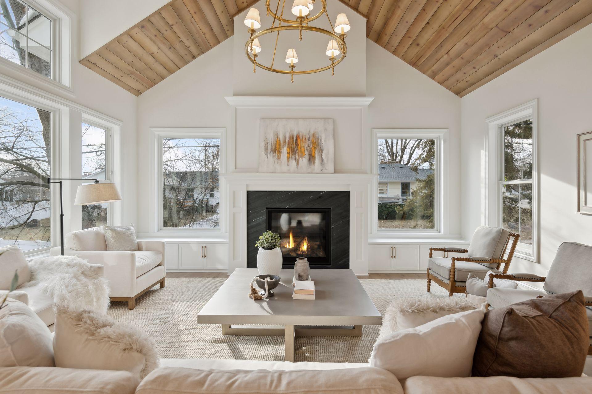 Gas fireplace in family room