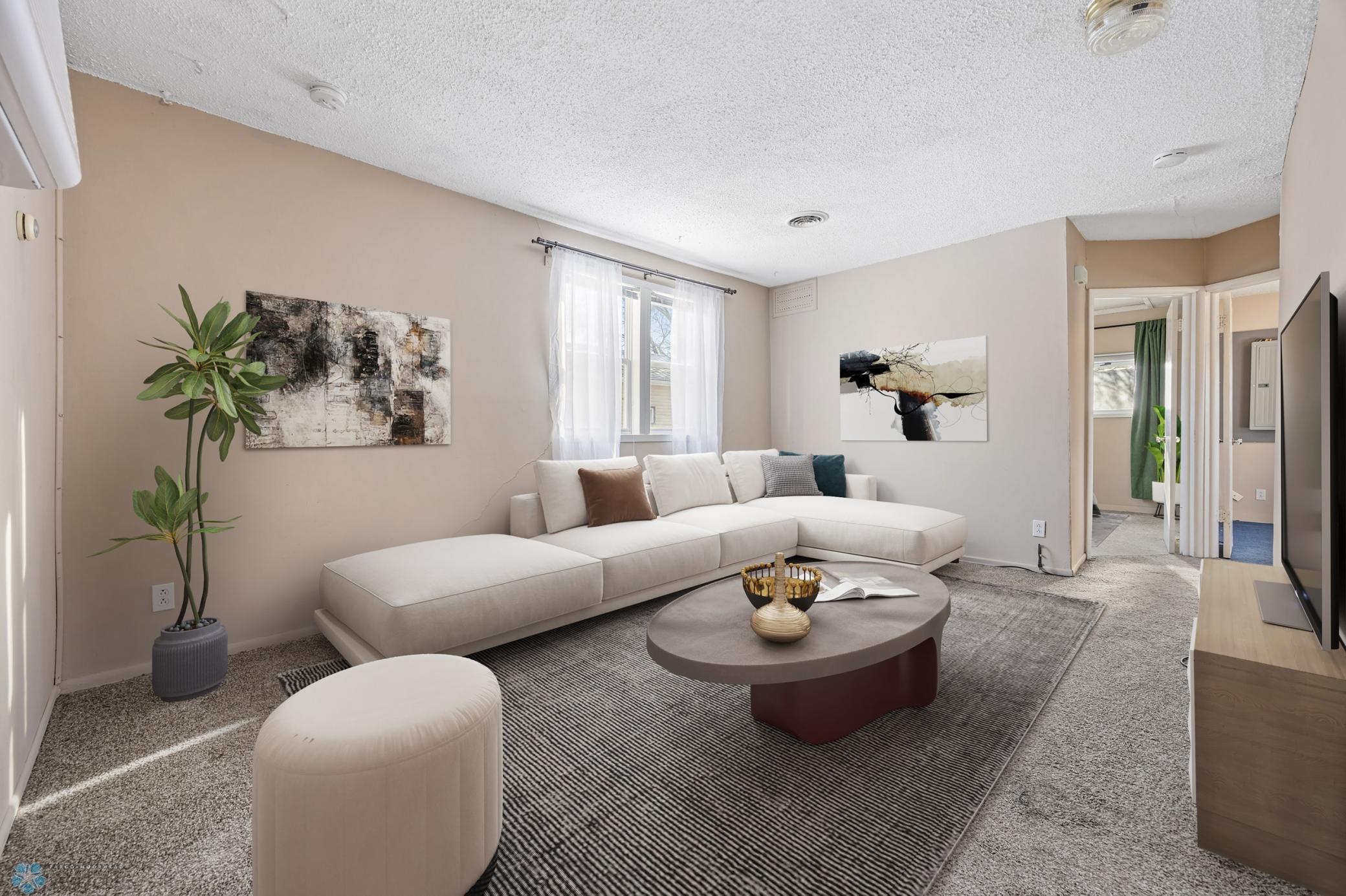 Living area - virtually staged